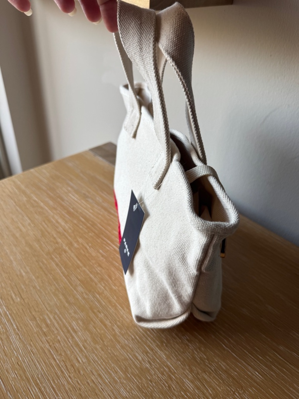 Parke x Target - Mini Canvas Tote Bag in Natural Cream with Red Embroidered Logo - Picture 7 of 16